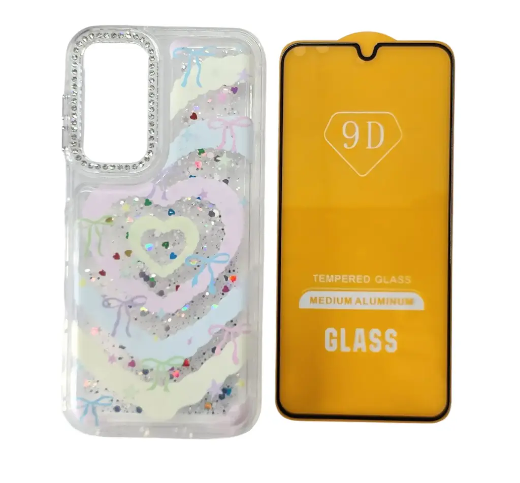 CASE BRILLO DISEÑO (SAMSUNG A16) (CORAZONES)